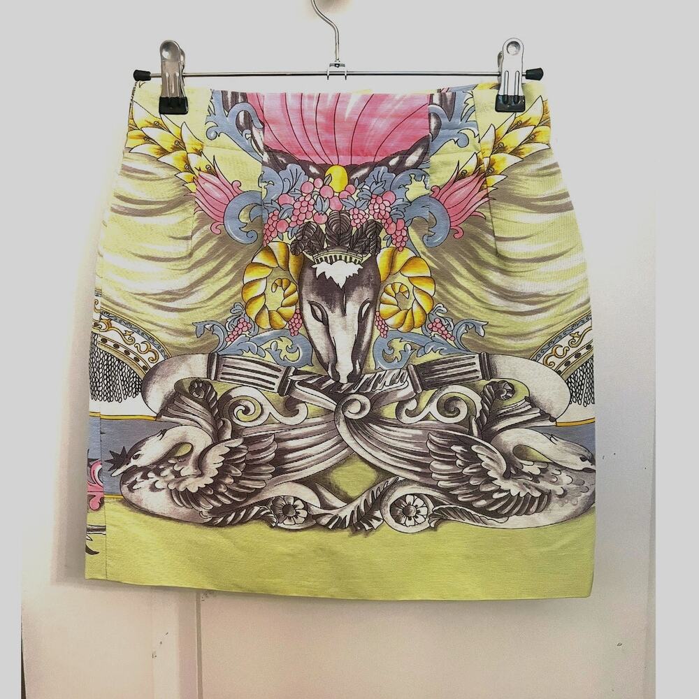 VTG Laurel pencil mini skirt 34 cottagecore Pastel Green 80s whimsical Romantic